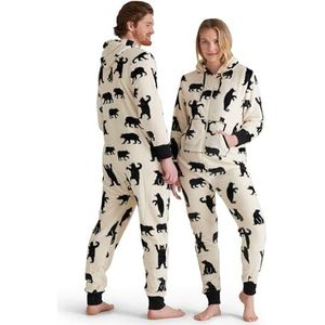 Hatley Bear Family Fuzzy Fleece Jumpsuits met capuchon voor dames, pyjamaset