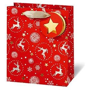 bsb Cadeauzakje, geschenkzakje, papieren zakje, kerstmotief, wit hert, boekformaat