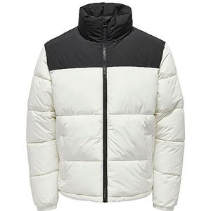 ONLY & SONS ONSMELVIN Life LF Puffer Jacket OTW VD gewatteerde jas, antiek wit/detail:zwart, XL, antiek wit/detail: zwart, XL