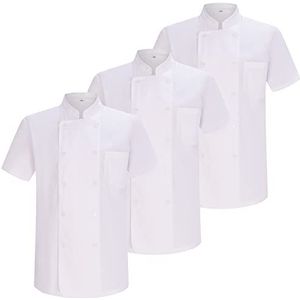 MISEMIYA - Set van 3 stuks -kochjacks, heren met korte mouwen - Ref.8421, wit, L