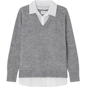 Springfield Nieuw structuurhemd met boomborduurwerk, grijs, XS