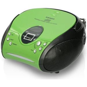 Lenco Radio CD-speler SCD-24 draagbare stereo FM-radio met CD-speler en telescopische antenne in groen/zwart