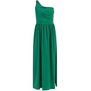 LEOMIA Maxi-jurk met één schouder voor dames, bosgroen, L