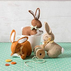 Corinne Lapierre 1 x vilten konijntjes naai-knutselset, wol, bruin, 8 x 10 x 1 cm