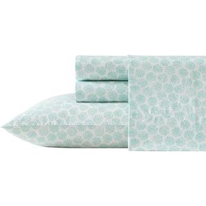Laura Ashley Eenpersoons beddengoedset van percale katoen, licht en ademend, voor woondecoratie (schelpen, blauw, eenpersoonsbed)