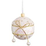 BigBuy Christmas Kerstballen wit goud polyfoam stof strik 8 x 8 x 8 cm (4 stuks)