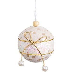 BigBuy Christmas Kerstballen wit goud polyfoam stof strik 8 x 8 x 8 cm (4 stuks)