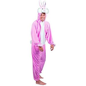 Boland - Volwassenen kostuum konijn, pluche jumpsuit met capuchon, dierenmotief, ritssluiting voor, konijn, bunny, carnaval, themafeest