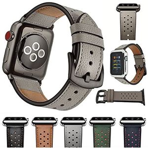 Trop Saint® Armband Apple Watch (40/38 mm) echt leer vervangende horlogeband accessoires voor iWatch serie 1/2/3/4/5/6/SE - Edition/Sport - grijs