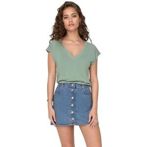 ONLY Dames Onlfree S/S Modal V-NEC Box JRS Noos Top, Lily Pad, XS
