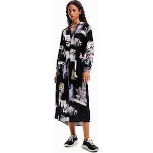 Midi-blousejurk - Collageprint - Lange Mouwen - Regular Fit