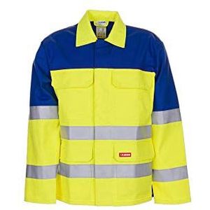 Maat 52 Planam Major Protect veiligheidsjas voor heren, 1-laags, waarschuwingsgeel/korenblauw, model 5202