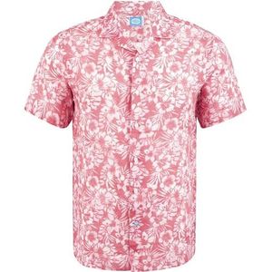 Panareha Men's Hawaiian Linen Floral Aloha Shirt MAUI Red (M)