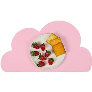 Relaxdays placemat kinderen, wolk, antislip, afwasbaar, siliconen kinderplacemat, peuter, B x D: 47 x 26,5 cm, roze