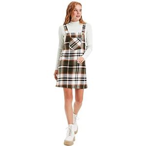 TRENDYOL Frau Jung Mini Gilet nauwsluitende geweven stof jurk, bruin, 34