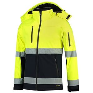 Tricorp 403007 Safety EN ISO 20471 bicolor softshelljas, 100% polyester + PU-membraan, 300 g/m², fluorgeel-marine, maat XS