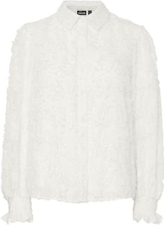 Pieces - Pcpina Ls Shirt Wvn Bc 17154276 - Blouse - Cloud Dancer - Dames
