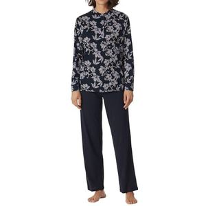 Schiesser Dames pyjama set lang katoen Modal-Nightwear pyjamaset, Navy, 48, Navy, 48