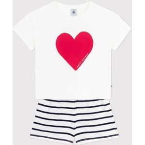 Petit Bateau Pyjacourt voor meisjes, Wit/Blauw, 12 Jaren