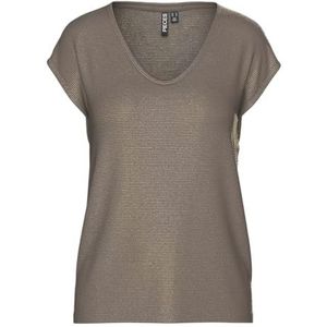 PIECES Dames Pcbillo Tee Lurex Stripes Noos Bc T-shirt, Morel/Detail: lurex Gold, XL