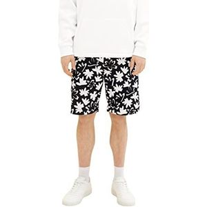 TOM TAILOR Denim Heren 1036283 Bermuda Shorts, 31906-Black White Wildflower Print, L, 31906 - Zwart Wit Wildflower Print, L