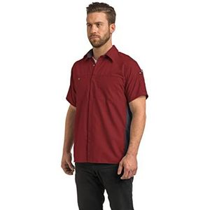 Red Kap Men's Short Sleeve Performance Plus Shop Shirt with OilBlok Technology, Fireball Red with Charcoal Mesh, Medium/Tall