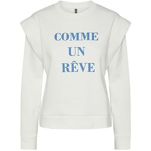 PIECES Pcjanetta Ls Sweatshirt voor dames, Cloud Dancer/Print: French Blue, S