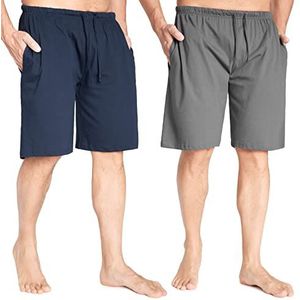 CityComfort - Katoenen Pyjamabroek - Navy & Charcoal - Set van 2 - Lounge Shorts