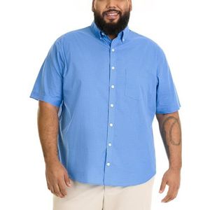 Van Heusen Men's Big & Tall Big Wrinkle Free Short Sleeve Button Down Check Shirt, Riviera Blue Minicheck, Large Tall