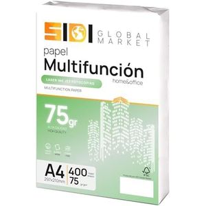 Sidi Inktpapier, 75 g, A4-papier, voor school, werk of privégebruik, A4-vellen voor kopieerapparaat en multifunctioneel, extra wit, SIDI (400 uur, 75 g)