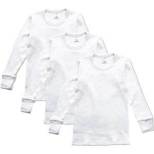 Abanderado Set van 3 T-shirt met lange mouwen en ronde hals, junior, katoen, voor de winter, kinderen, 3 stuks, Wit, 4 jaar