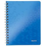 Leitz A5 Notitieboek Met PP Kaft, Blauw, Spiraalgebonden, 80 Vellen, Geruit, Ivoorkleurige Vellen Van 90 Gsm, WOW