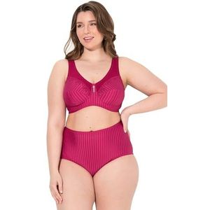 Ulla Popken Beha voor dames, zonder beugel, strasshanger, cup C-G beha, fuchsia, 120E