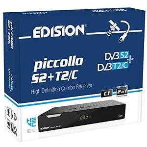Edision PICCOLLO S2+T2/C combo-ontvanger H.265/HEVC (DVB-S2, DVB-T2, DVB-C) CI Full HD USB zwart, universele afstandsbediening 2 in 1