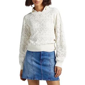 Pepe Jeans Damara Pullover Sweater voor dames, Wit (Mousse), L