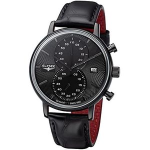 Elysee Herenhorloge Minos 42 5 ATM 83830, 83831, 83832, 83833, 83834, 83835, zwart, Riemen.