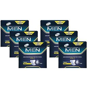 Tena Men Level 2 hygiÃ«nische inzetstukken voor mannen met lichte tot gemiddelde blaasjes/incontinentie - veilig, discreet en geurneutraliserend 6-pack (6 x 10 stuks)