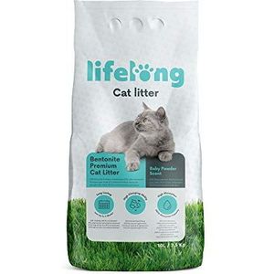 Amazon-merk - levenslang bentonietzand voor katten, premium met talkpoeder, 10 l/7,5 kg, verpakking van 1