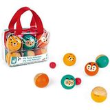 Janod - Happy Garden Wooden Petanque Game for Children - 6 Balls and 2 Jacks - Outdoor Game - from 3 Years Old, J03199
