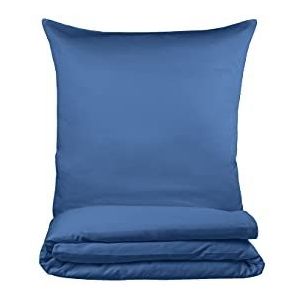 Vanita' DI Raso Beddengoedset Premium dekbedovertrek 135x200 cm kussensloop 80x80 cm 100% katoen BLAUW DEU819786