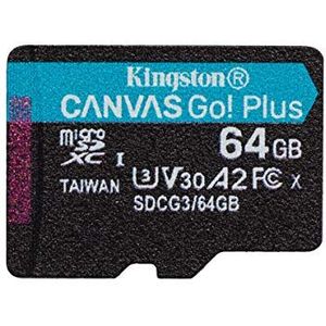 Kingston SDCG3/64GBSP micro SD-kaart (64 GB microSDXC Canvas Go Plus 170R A2 U3 V30 zonder SD-adapter)