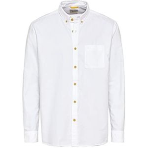 camel active Oxford overhemd met lange mouwen voor heren van puur katoen, wit, M