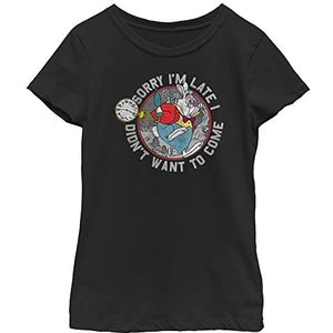 Disney Alice in Wonderland White Rabbit Sorry I Am Late Girls Standaard T-shirt, zwart, XS, zwart, XS, zwart, XS, zwart, XS