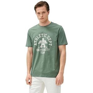 Koton Heren Varsity Crew Neck Short Sleeve Katoenen T-shirt, kaki (871), S