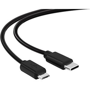 conecto 1,50 m USB C naar Mirco USB 2.0 verbindingskabel, datakabel en oplaadkabel, zwart