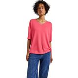Street One Dames Gebreid V-hals Shirt in Roze, in size: 34