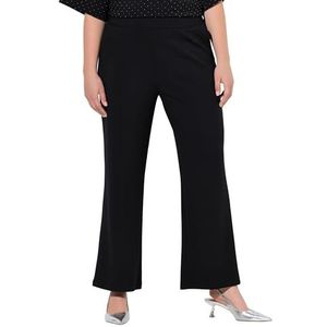 Ulla Popken Dames jerseybroek met biezen, casual broek, zwart, 32W / 32L