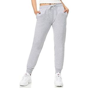 ROSS CAMP Joggingbroek voor dames - sportbroek vrouwen katoen, trainingsbroek fitness hoge taille, sweatpants slim fit vrijetijdsbroek lang, joggingbroek hardloopbroek modern, grijs, L