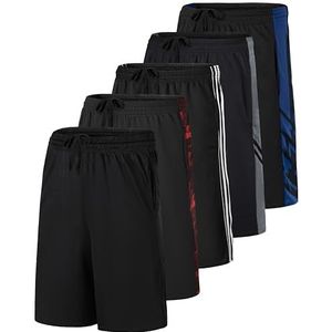 Real Essentials 5 Pack: Mannen Mesh Athletic Performance Gym Shorts met zakken (S-3X), Set H, S