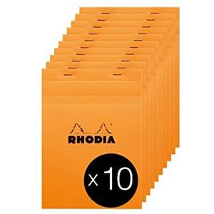 RHODIA 16200C – notitieblok nr. 16 oranje – A5 – kleine ruitjes – 80 vellen afneembaar, helder papier, 80 g, deksel van gecoat karton, 10 blokken